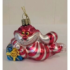 Disney Alice In Wonderland "Cheshire Cat" Christmas Hand Blown Glass Ornament